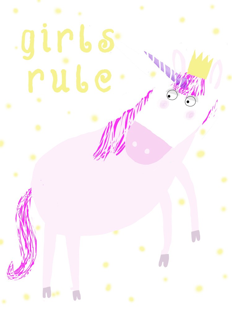 Girls Rule! Pink Unicorn by Children's Artist Carla Daly