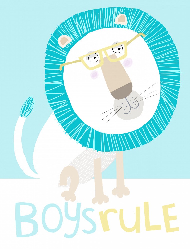 Boys Rule! Cute Lion with Glasses by Carla Daly