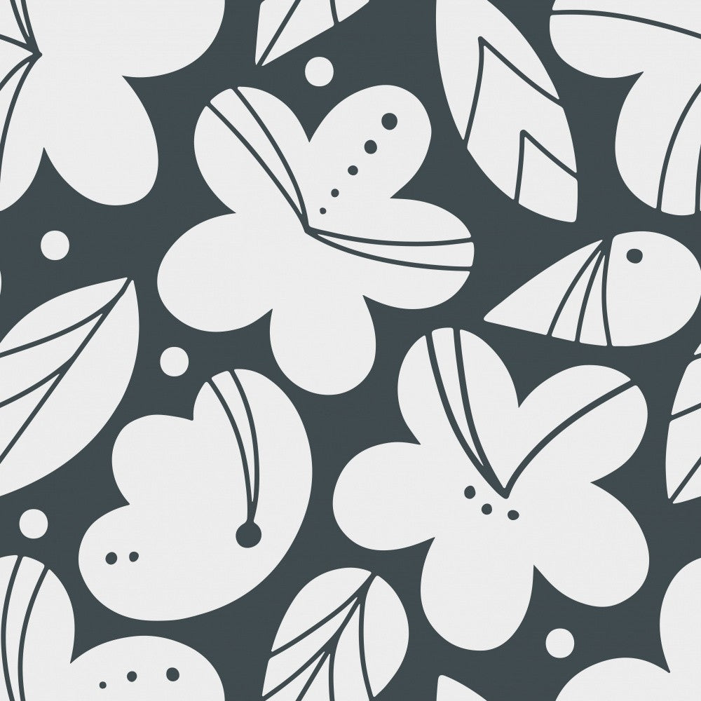 Fancy Floral Opak Dark Grey