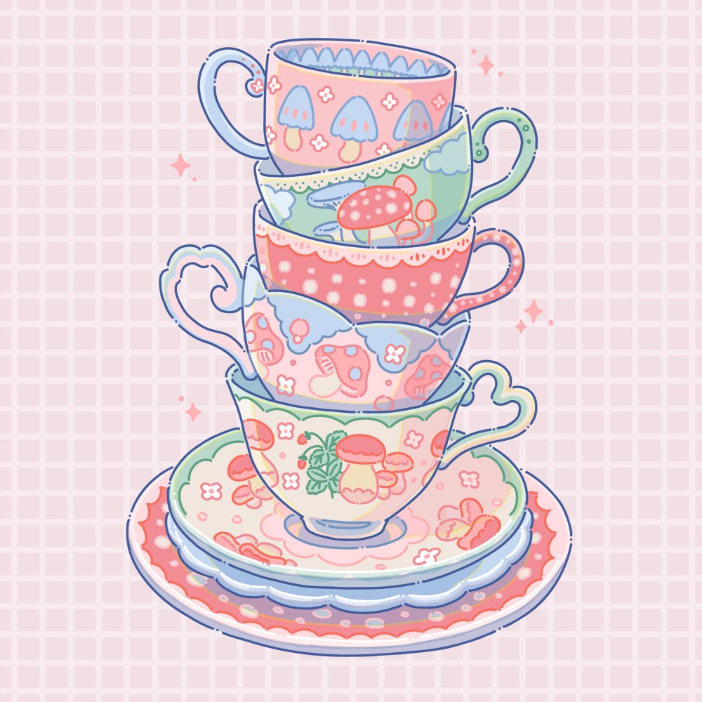 Teetasse mit Pilzmuster