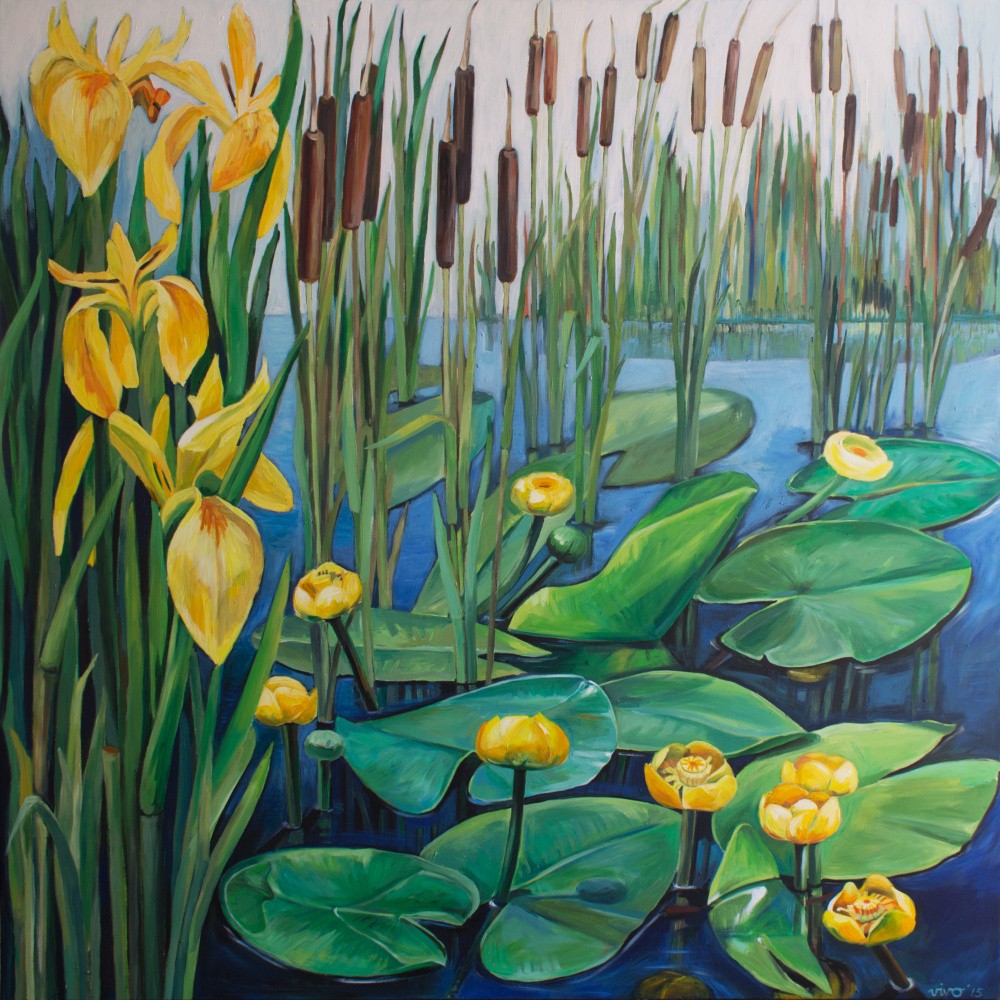 Tranquil Pond With Lush Green Lily Pads