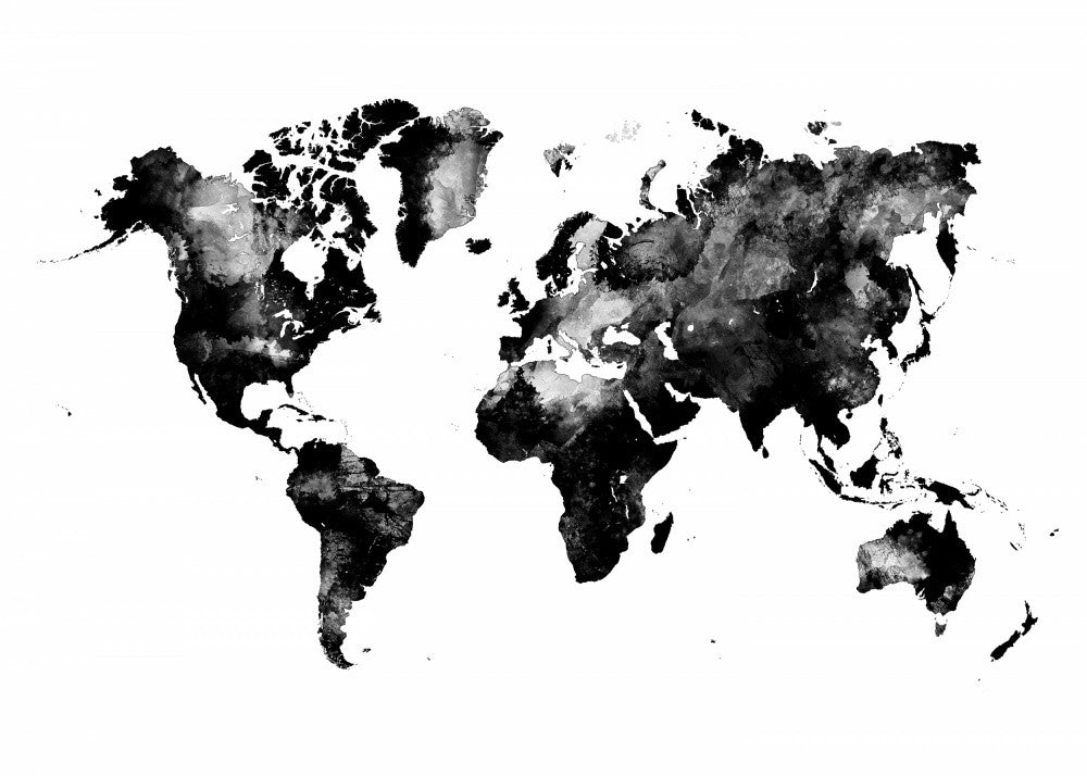 Black and White World Map