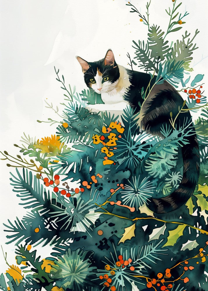 Kitty and Christmas tree