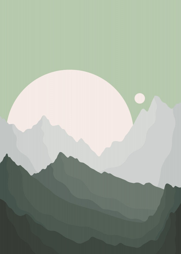 Mountain Landscape With Geometric Peaks