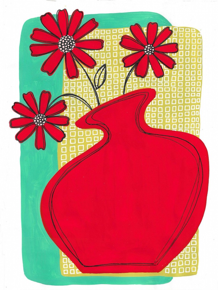 Vibrant Red Vase Blossoms