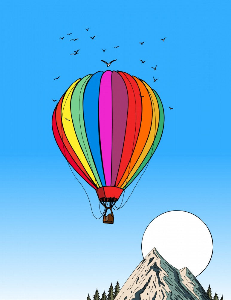 Balloon High above the Mountains