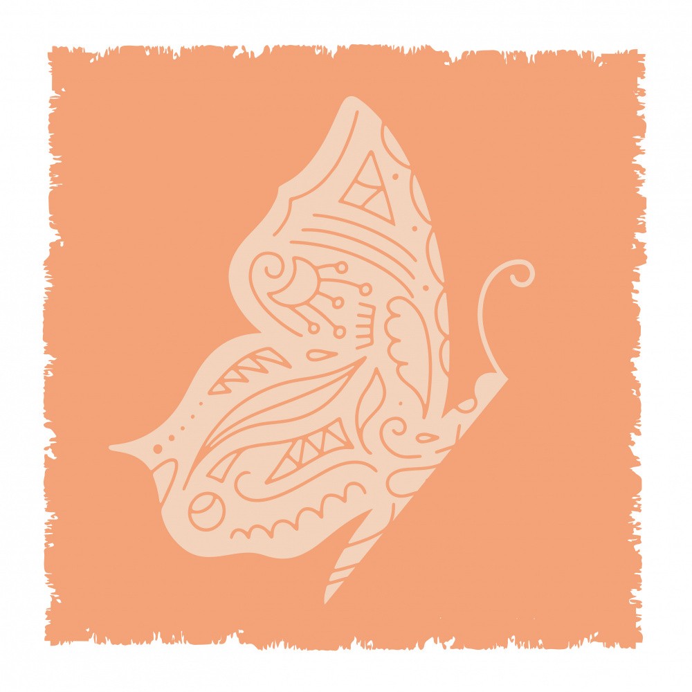 Silhouette Butterfly Peach