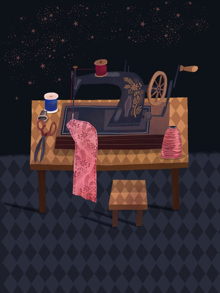 Starlit Sewing Scene