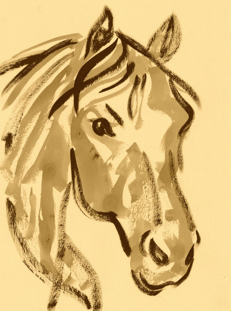 Horse Sketch in Sepia Tones