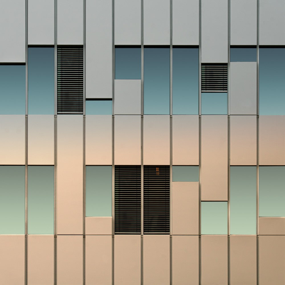 Shiny metal and glass