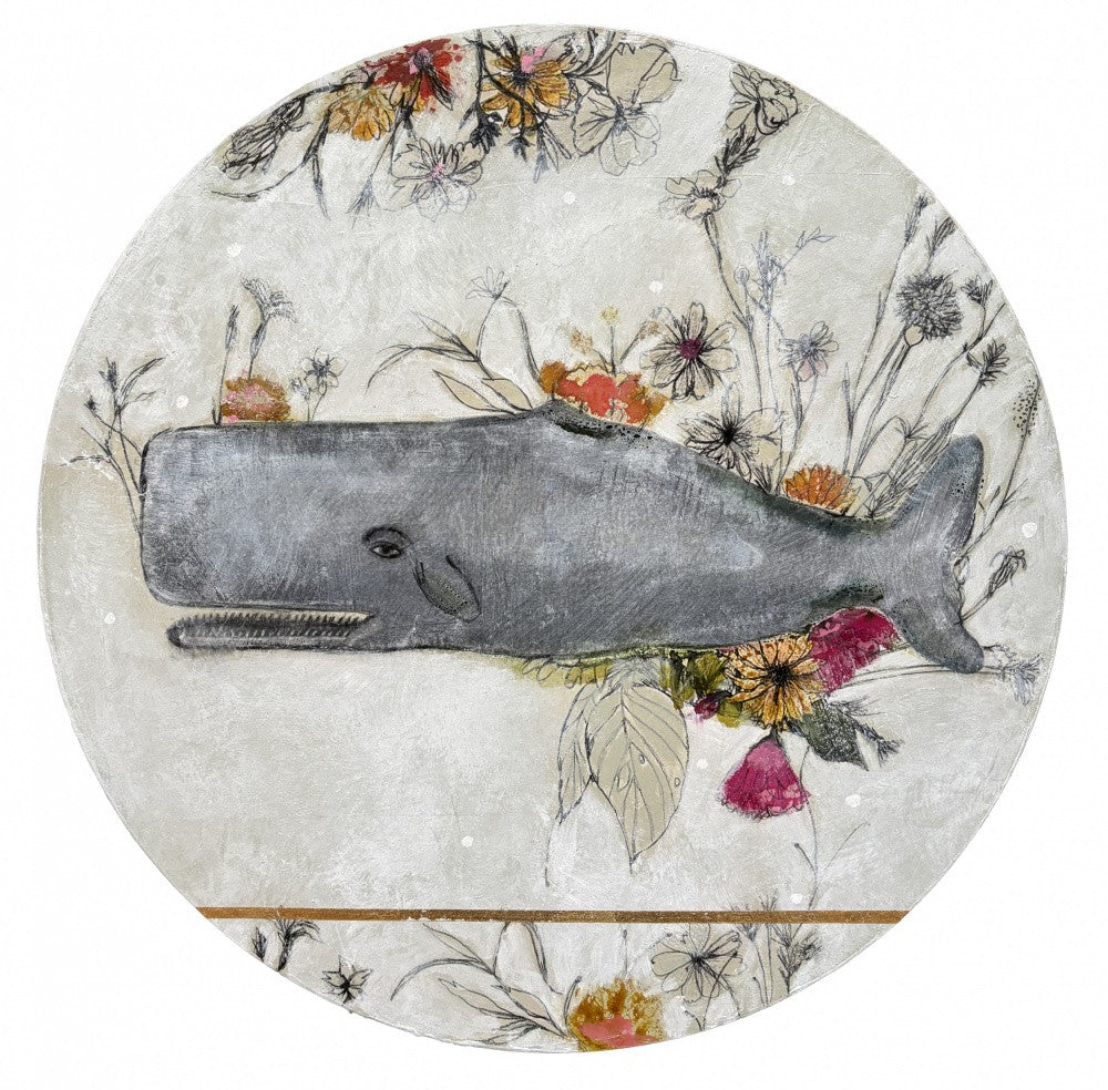 Whale Set Against A Backdrop Of Delicate Flowers