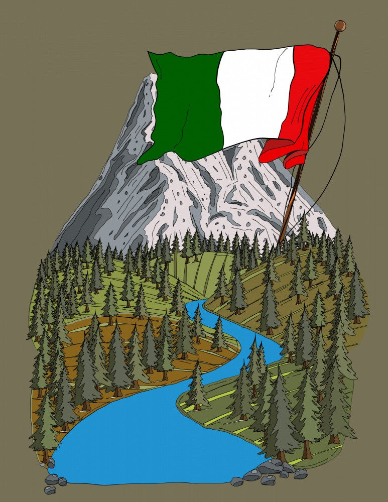Italian Flag Atop a Mountain