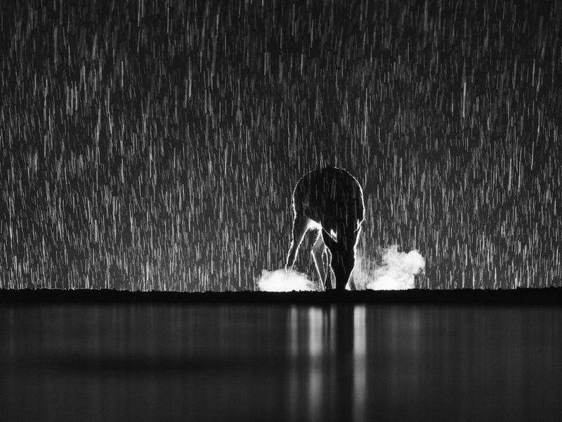 In the pouring rain
