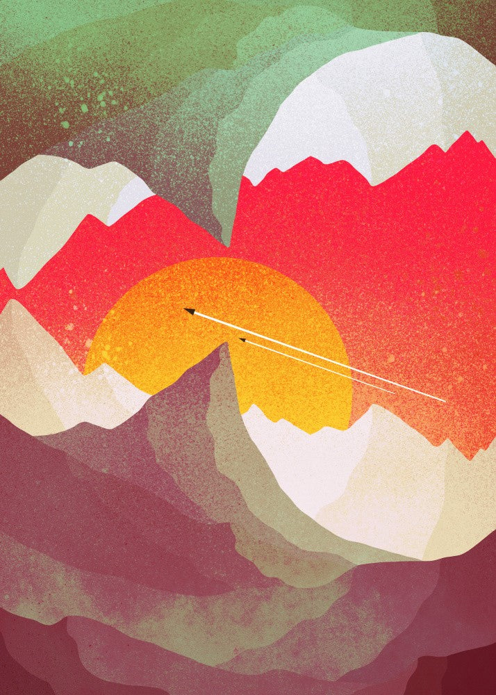 Vibrant Sunset Over Layered Mountains