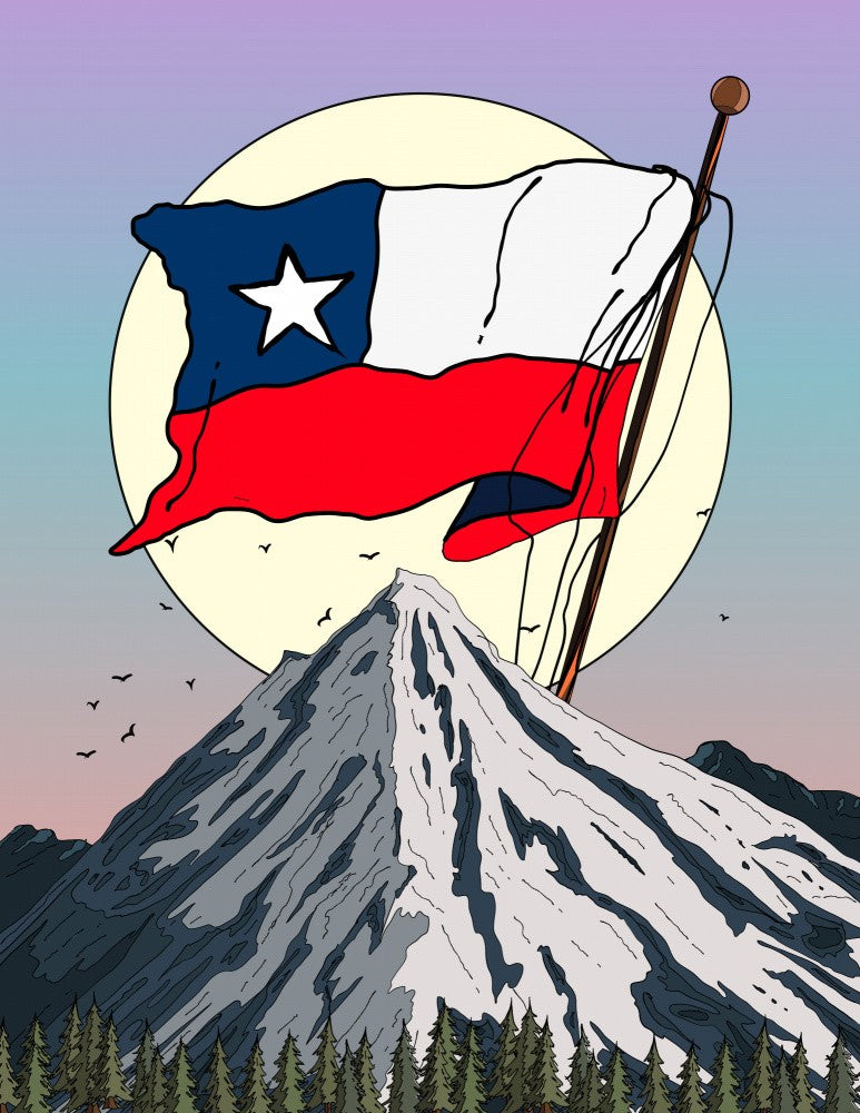 Chile Flag Andes Mountains Travel Poster