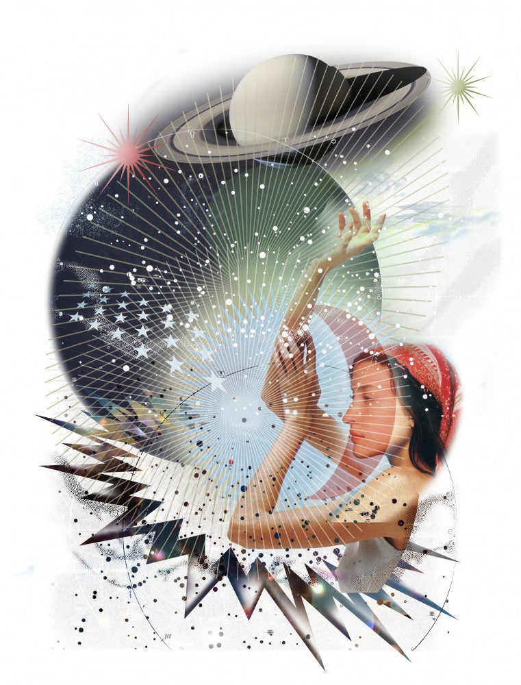 Cosmic Theme With A Female Figure