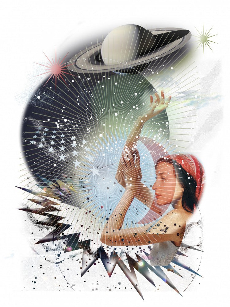 Cosmic Theme With A Female Figure