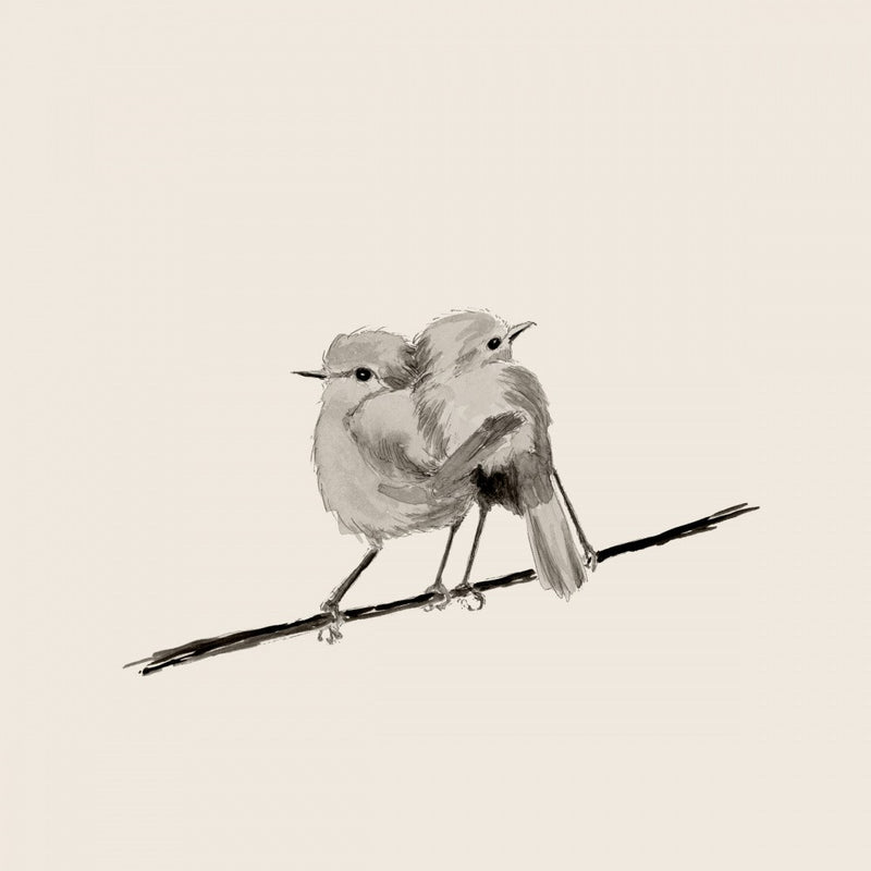 Two Birds Perched Closely on a Branch