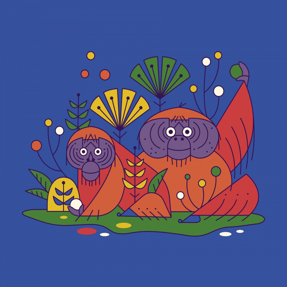 Minimalistische Tierwelt Orang-Utan