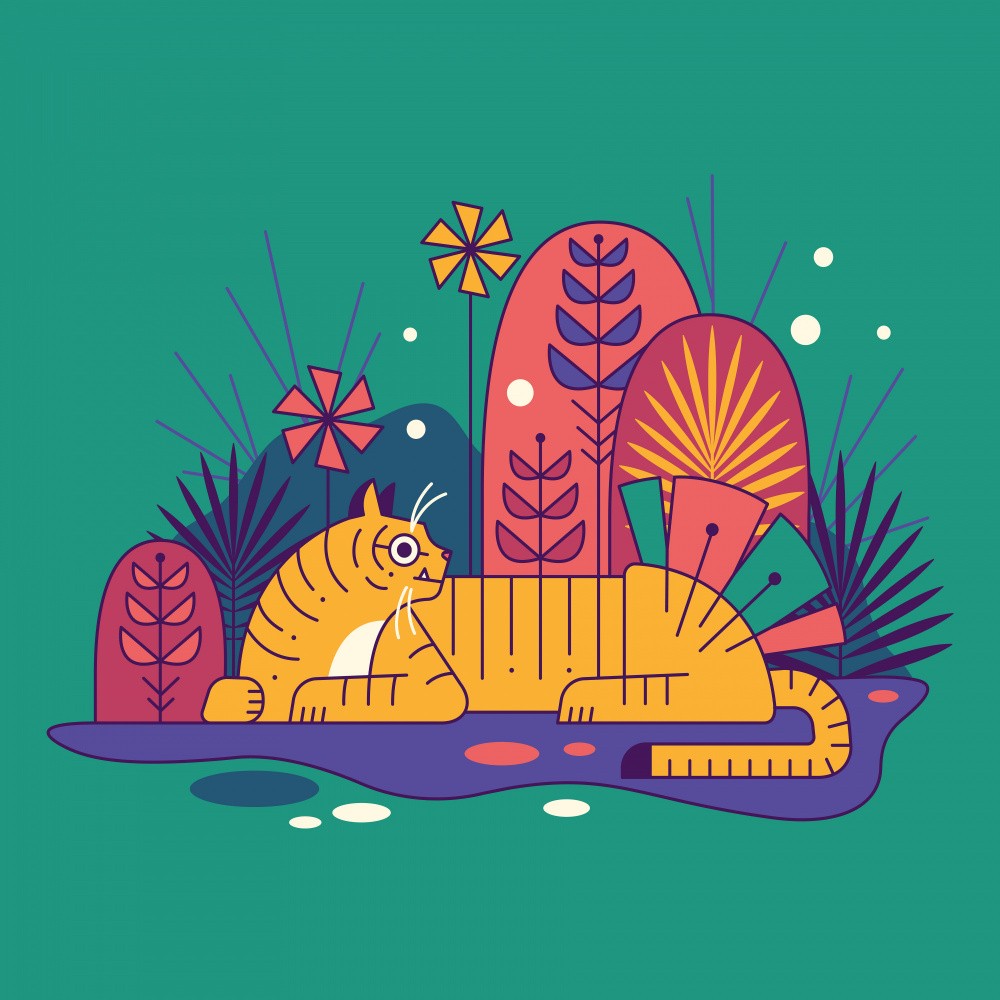 Minimalistische Tierwelt Tiger