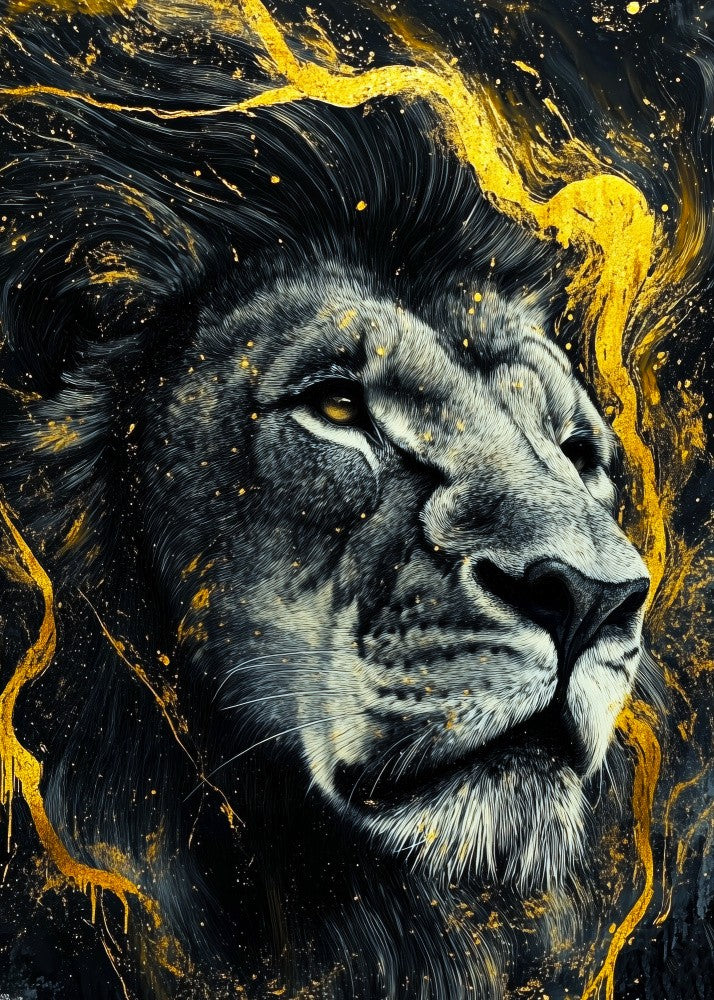 Gold and Black Lion