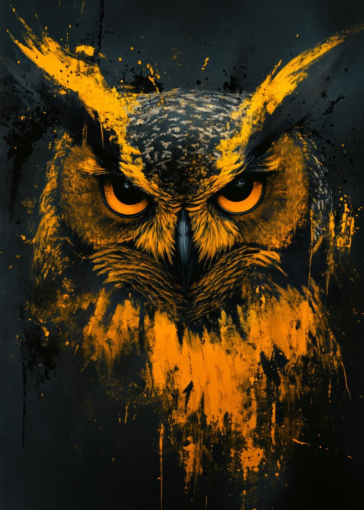Gold and Black Owl Bird