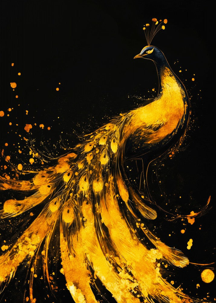 Gold and Black Peacock Bird