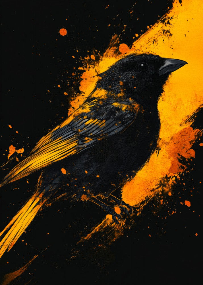 Gold and Black Sparrow Bird