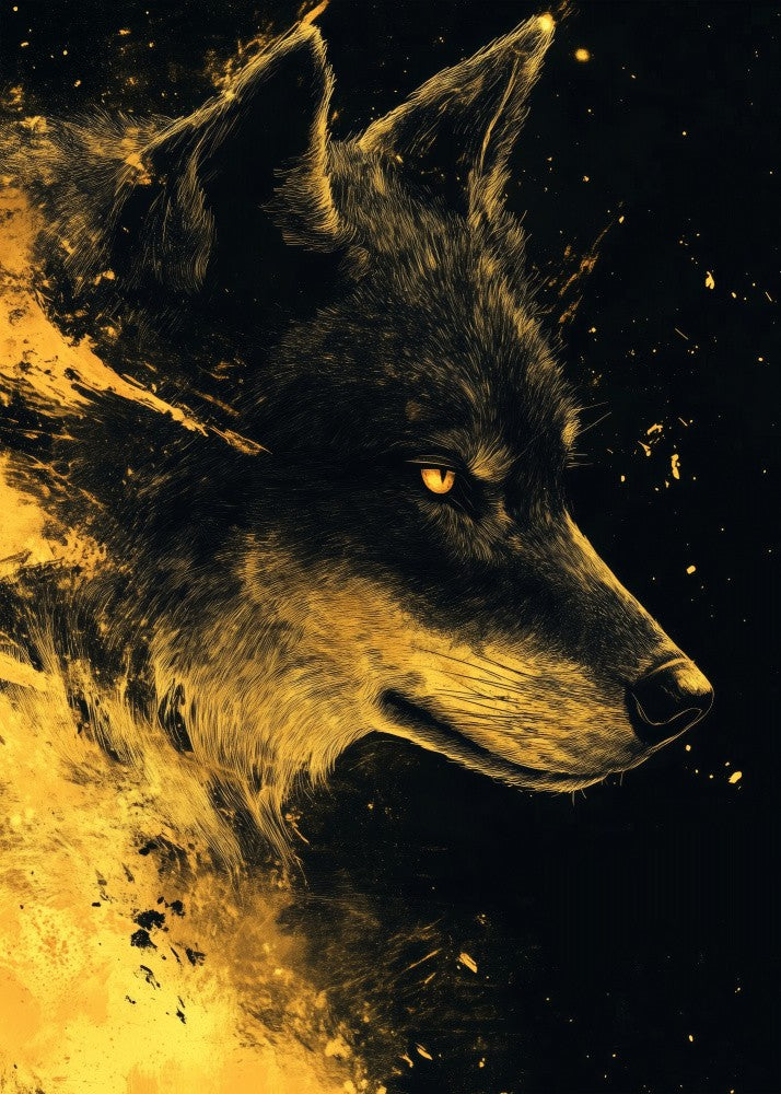 Gold and Black Wolf