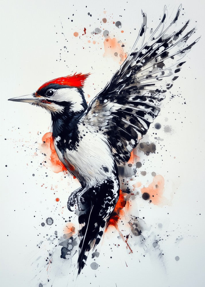 Woodpecker Bird Watercolor Art