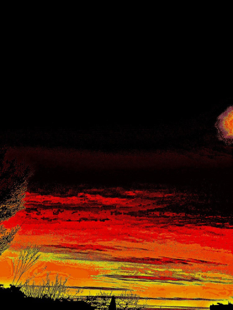 Crimson Horizon: A Surreal Landscape by Mnemonixart