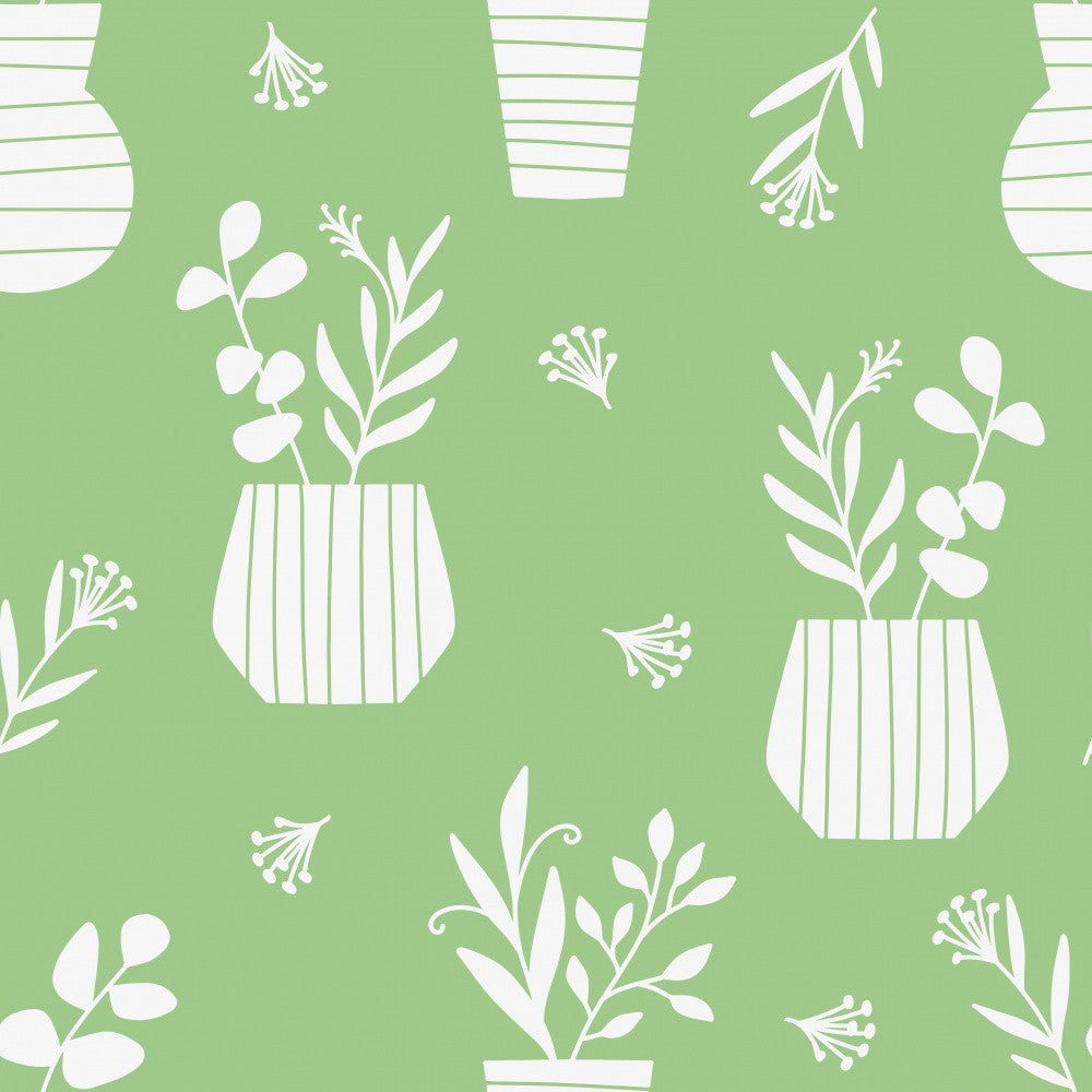 Flower Pot Pattern Green