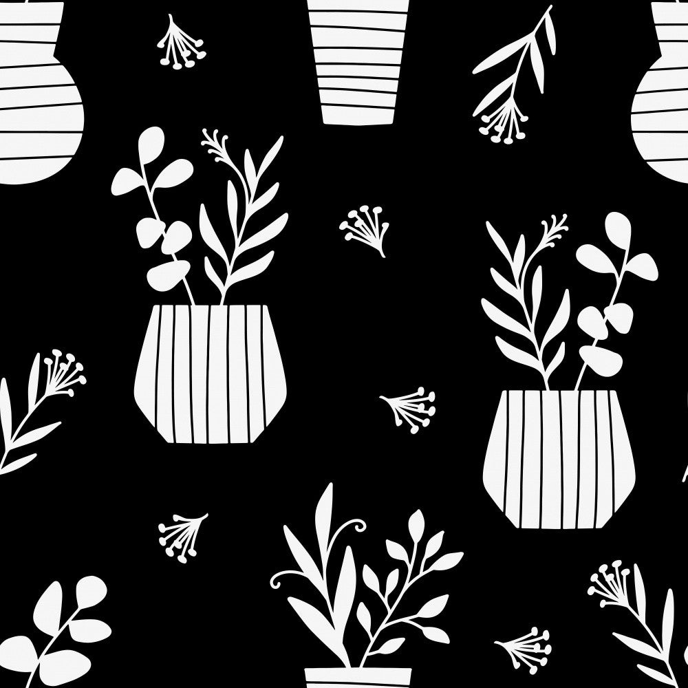 Flower Pot Pattern Black and White