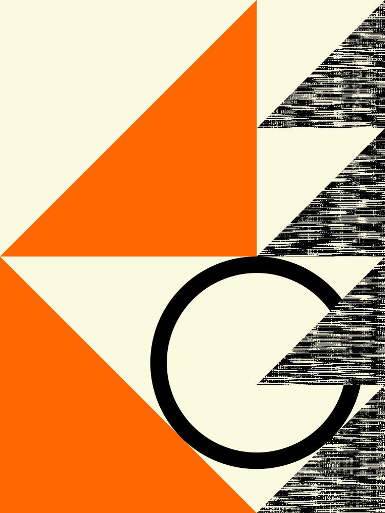 Vibrant Orange Triangles a Striking Black Circle