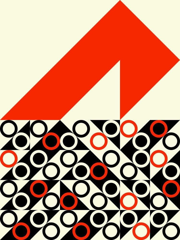 Geometric Patterns with Red Black and White Circles and Triangles