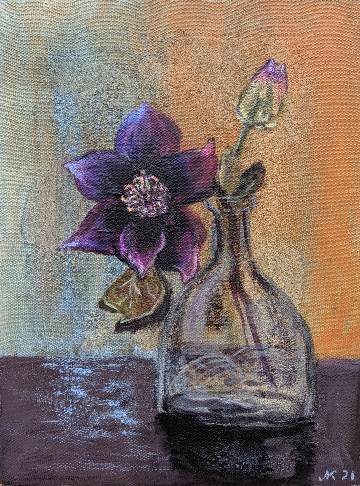 Purple Flower in a Glass Vase