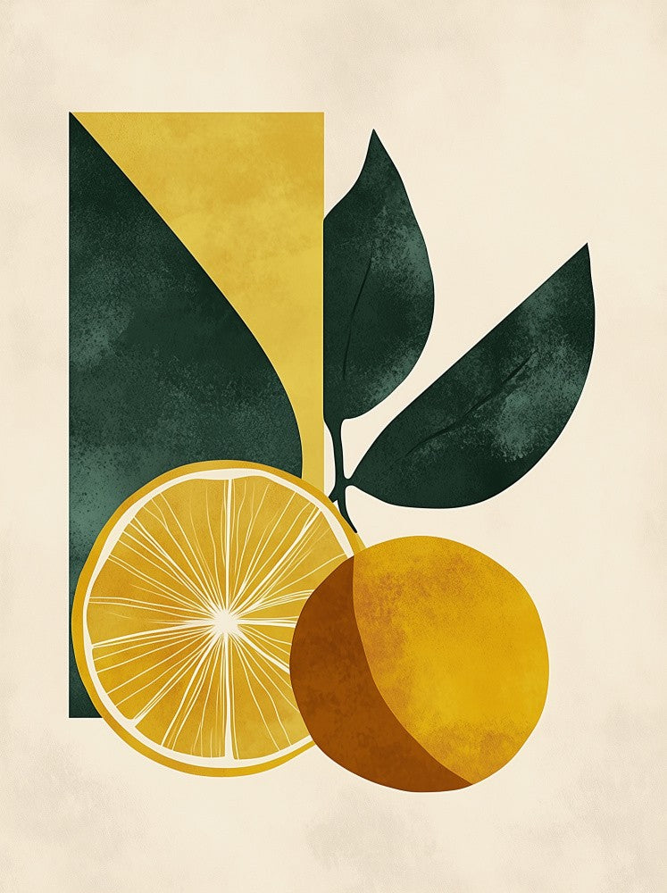 Yellow Lemon with Green Leaves Serenity