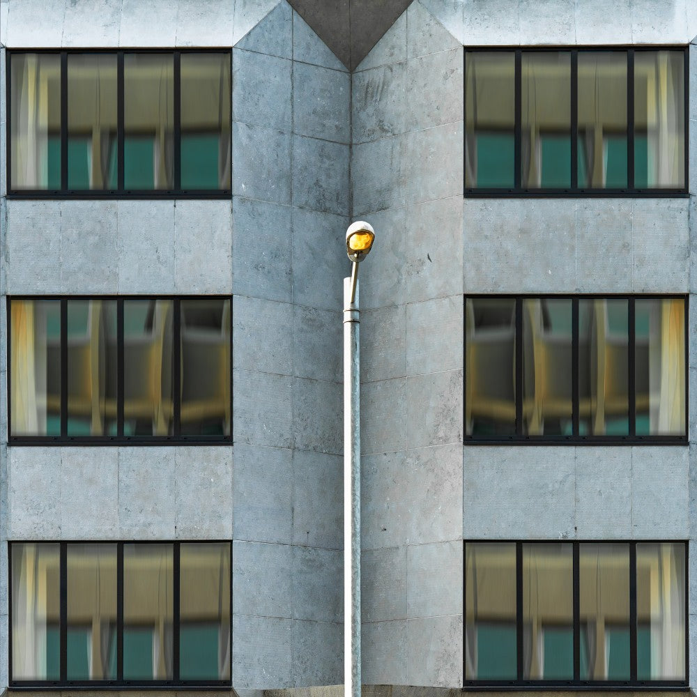 Split by a light pole