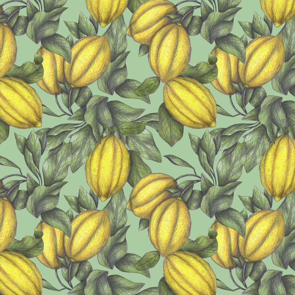 Pattern of Yellow Lemon with Green Leaves