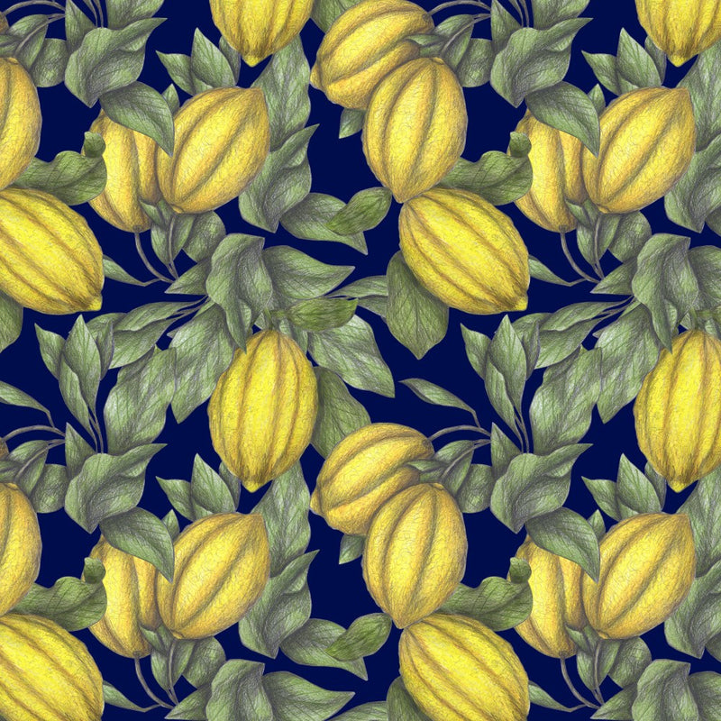 Yellow Lemon with Green Leaves