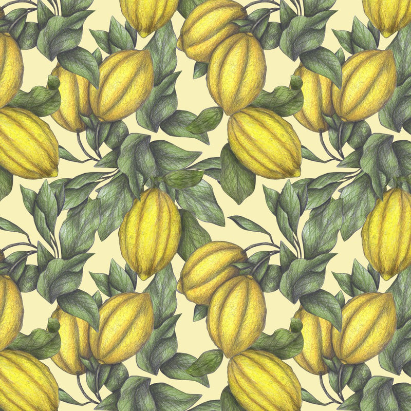 Yellow Lemon with Green Leaves