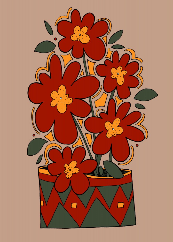 Red Pot Flowers