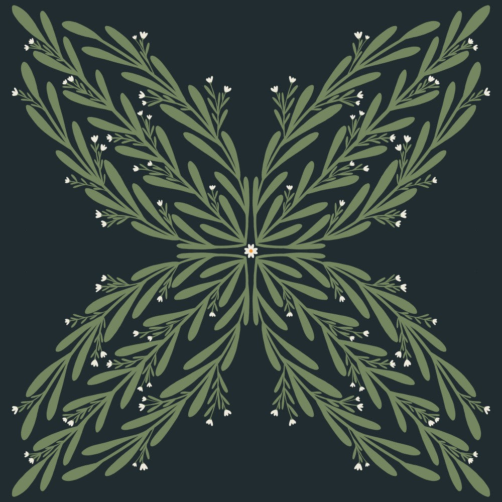 Abstract branches with ditsy white flowers
