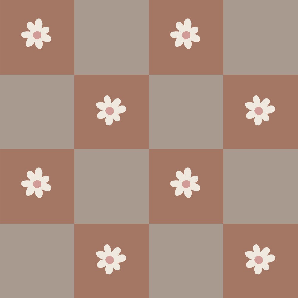 Daisy Grid Patern - Mocha Mousse