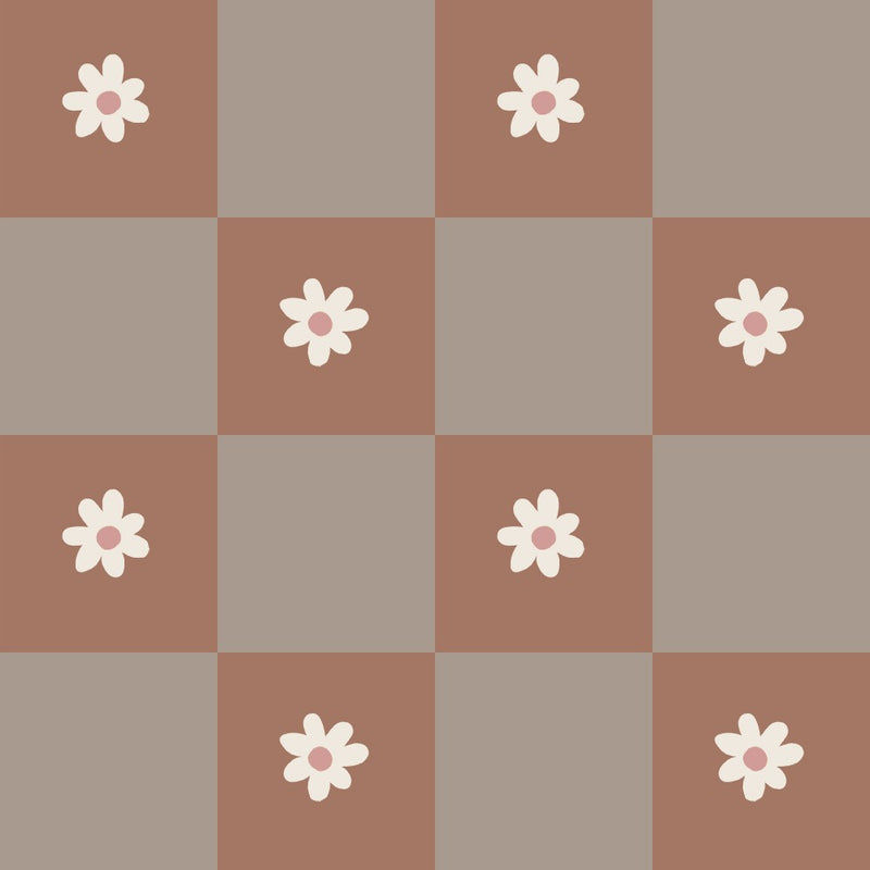 Daisy Grid Patern - Mocha Mousse