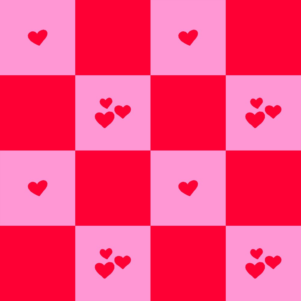 Hearts Grid - pink and red