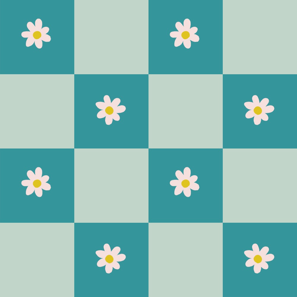 Daisy Grid Patern - Turquoise