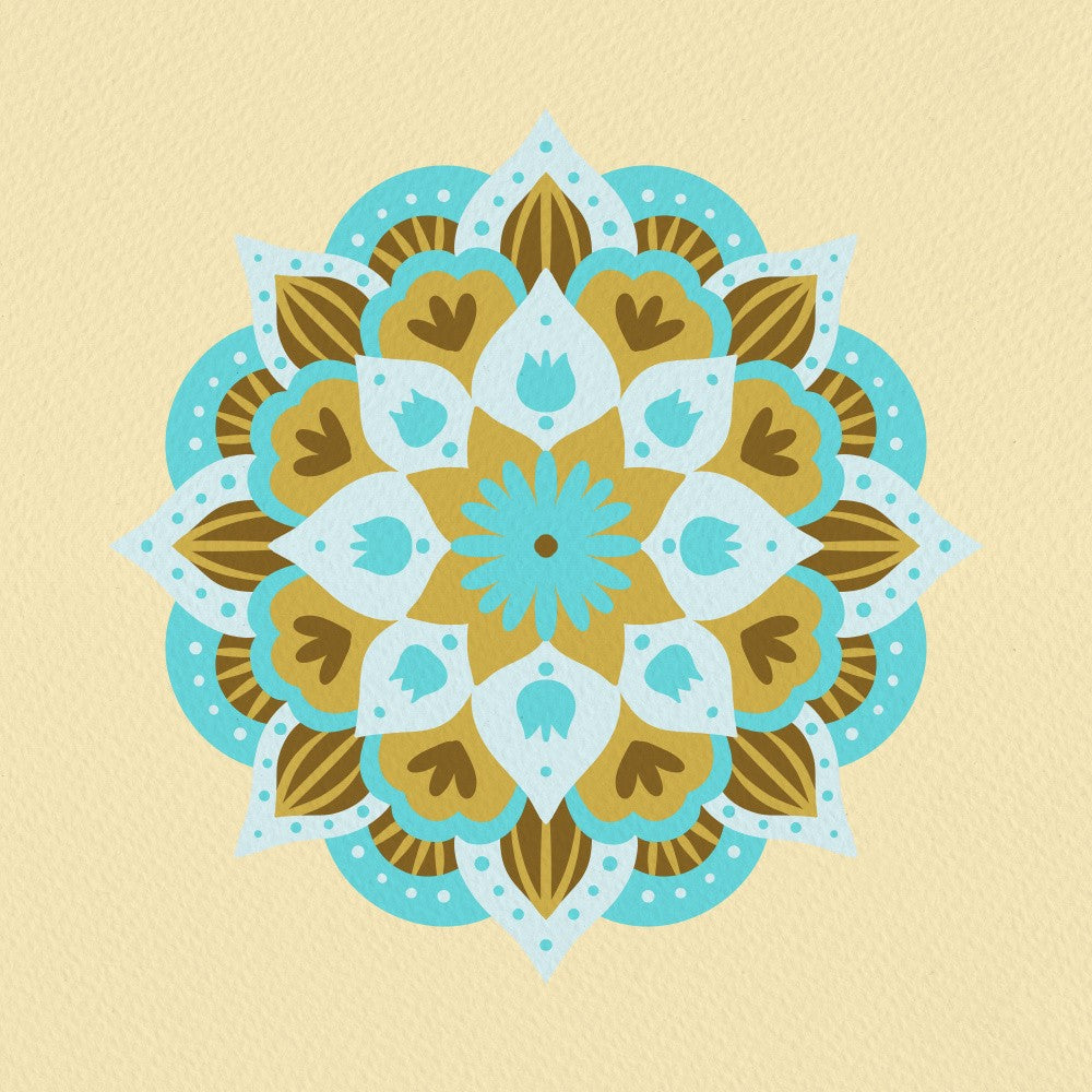 Mandala - mustard and blue