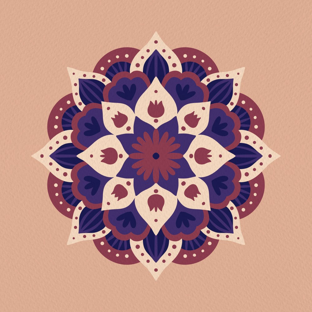 Mandala - purple and cream
