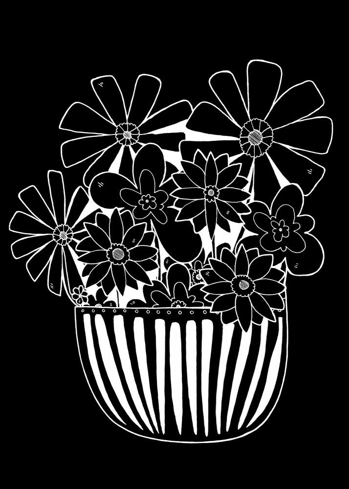 Graphic White Pot Plant